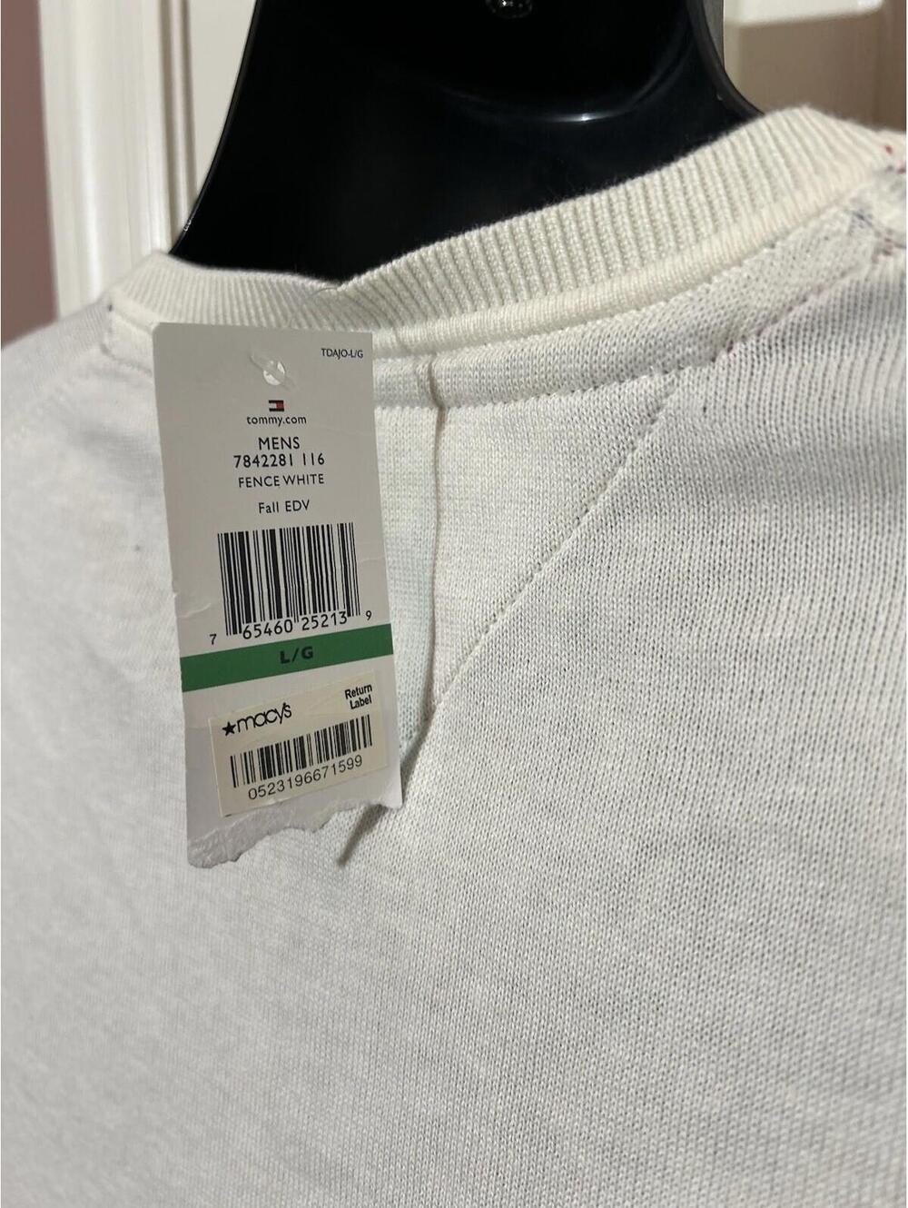 Tommy Hilfiger Sweater Vest Mens Large Cream Color Cotton Blend New - Picture 5 of 9